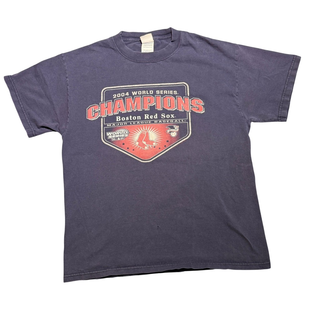Vintage Boston Red Sox 2004 World Series Champions T-Shirt Navy Blue Medium